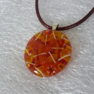 Autumn colours round pendant at a different angle, shades or orange