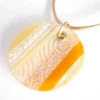 Large Beige Dichroic Glass Pendant Necklace