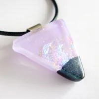 Lilac dichroic glass triangular pendant necklace on cord