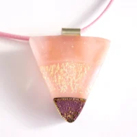 Pink dichroic glass triangular pendant