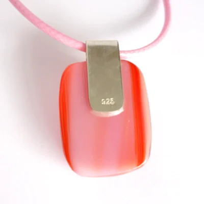 Back of pink pendant with sterling silver bail