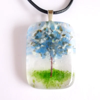 Front view of fused glass pendant
