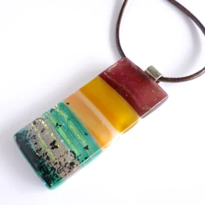Seascape fused glass pendant at a different angel