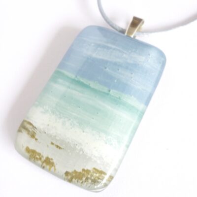 Handmade fused glass seascape pendant